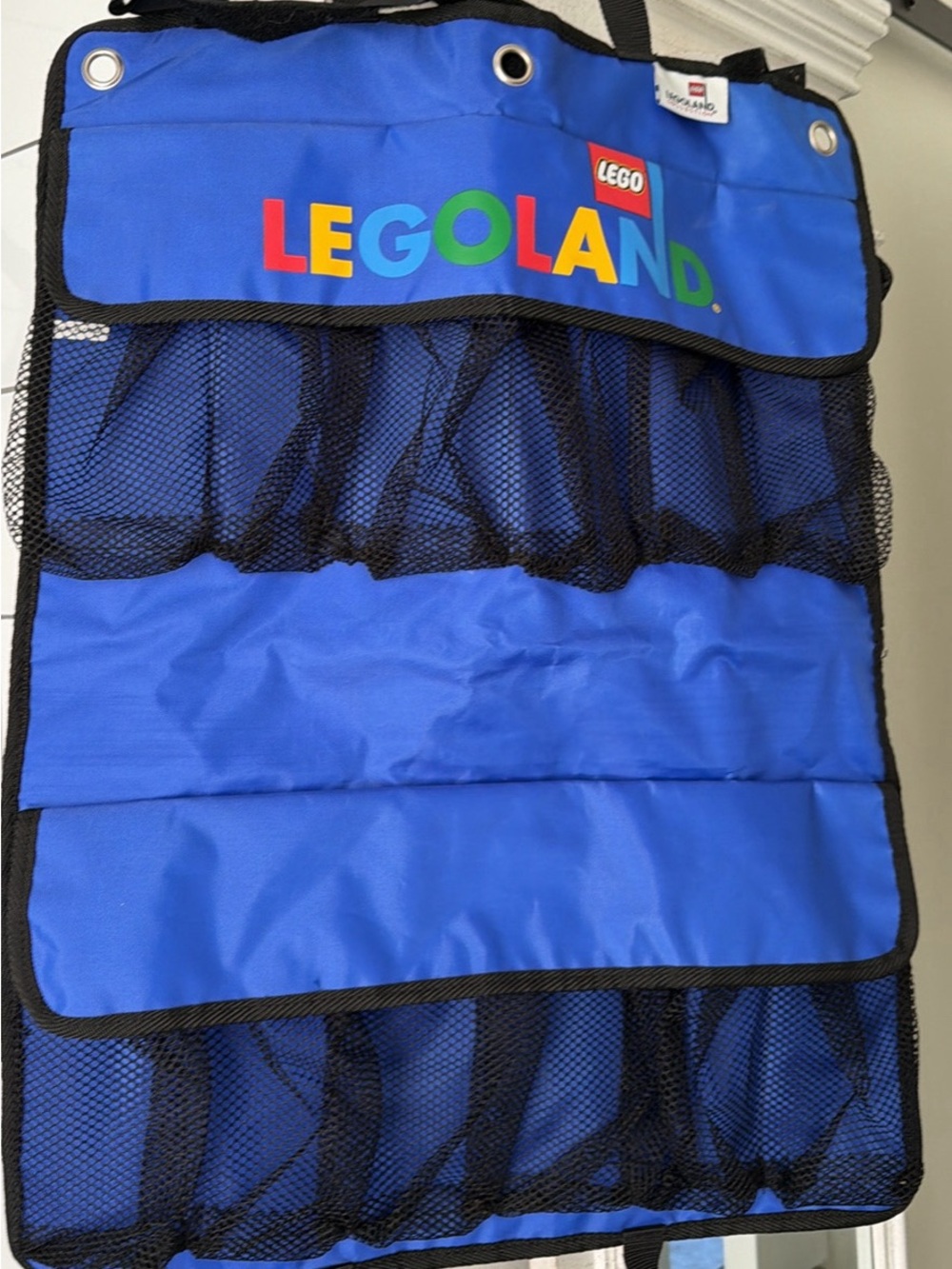Lego Blue Hanging Mesh Storage Organizer with Multicolor Logo